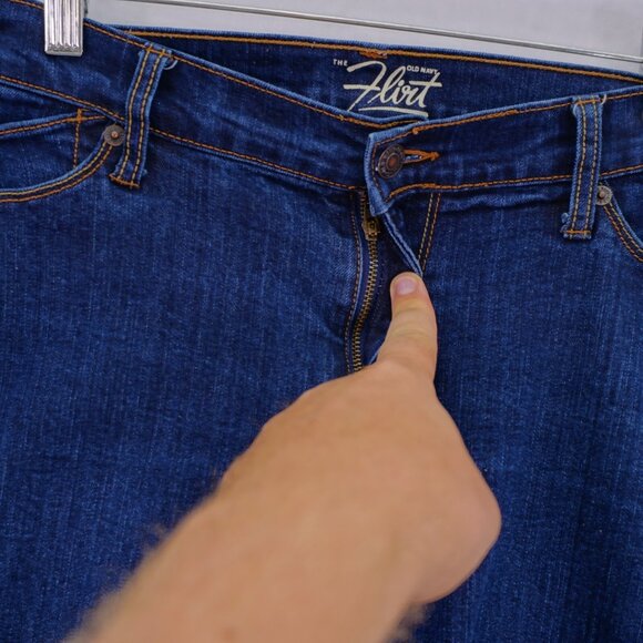 Old Navy The Flirt Blue Denim Jeans -8R- Mid Rise 32 / 30 Cotton Polyester Spand - Picture 3 of 8